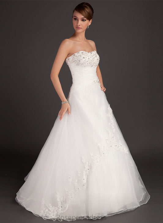 Floor-Length Organza Ball-Gown/Princess Sweetheart Satin Dress Lace Beading Ruffle Wedding Wedding Dresses With Hanna
