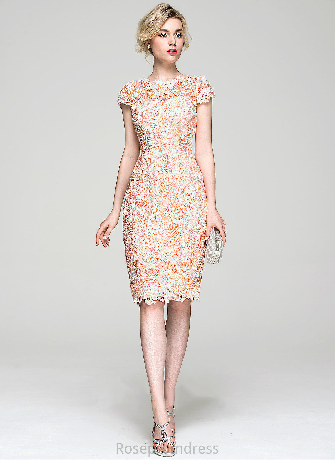 Cocktail Dresses Lace Cocktail Scoop Neck Jakayla Knee-Length Dress Sheath/Column