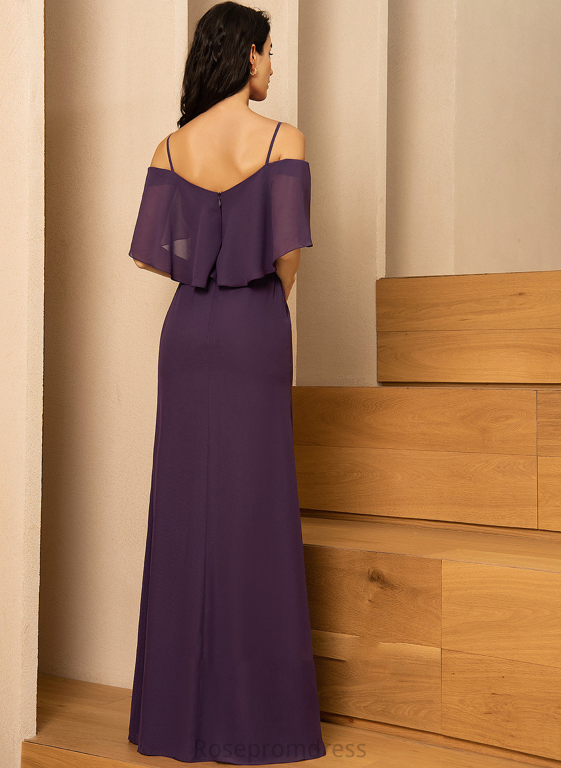Fabric Length SplitFront Sheath/Column Neckline Silhouette Floor-Length Embellishment Off-the-Shoulder Catherine V-Neck A-Line/Princess Bridesmaid Dresses