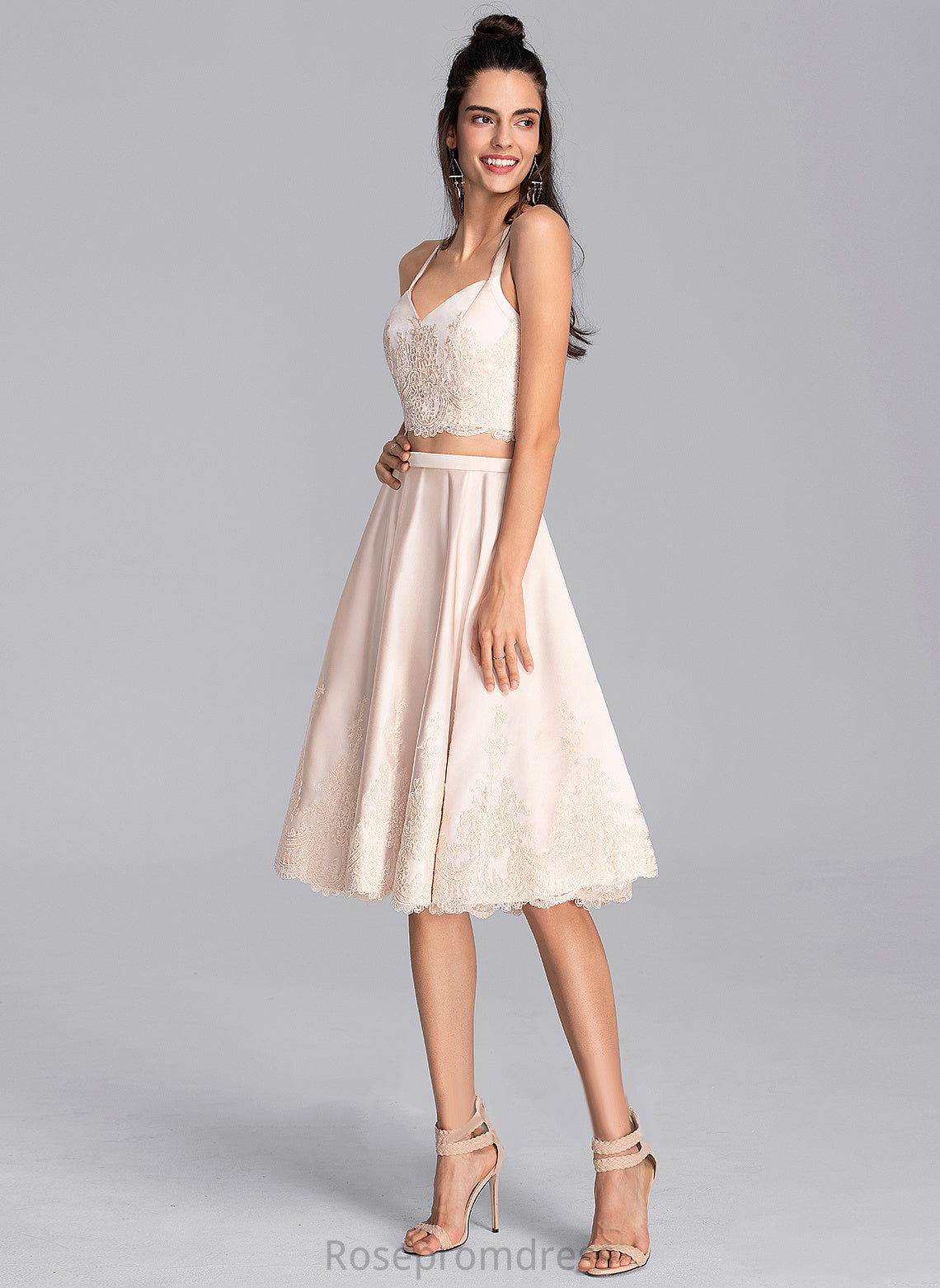 Sweetheart Satin Marie Homecoming With A-Line Knee-Length Lace Homecoming Dresses Dress