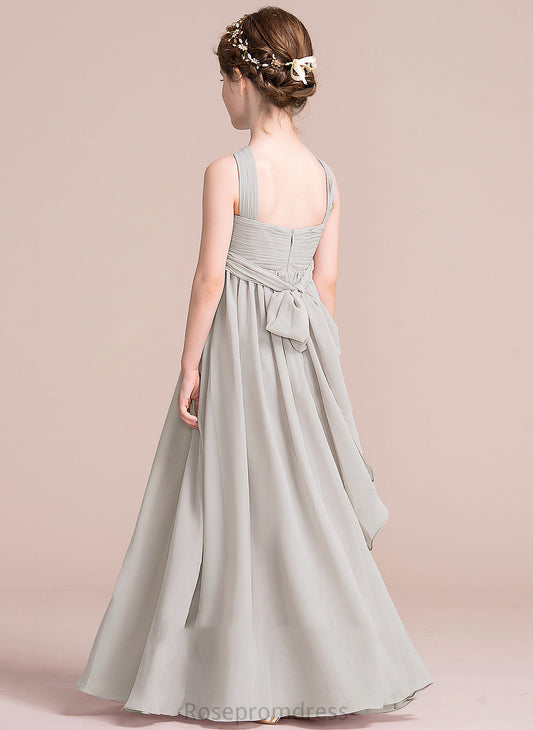 Dress Sleeveless With Chiffon Bow(s) Virginia Floor-length Flower Girl Dresses Flower Girl V-neck A-Line