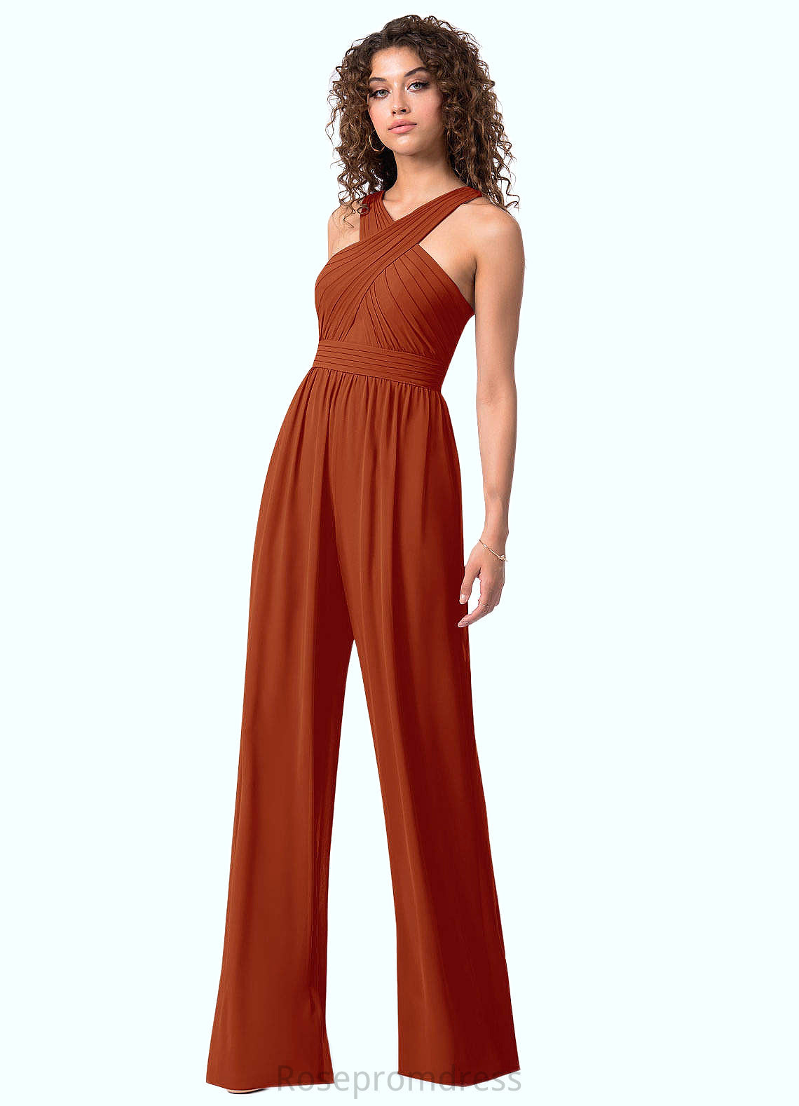 Julie Pleated Chiffon Jumpsuit Paprika Dress SRSP0019654