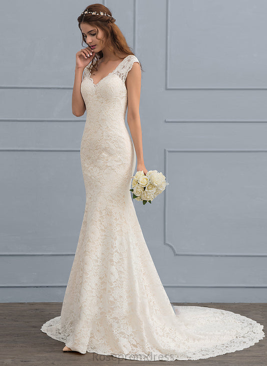 Kate Court V-neck Trumpet/Mermaid Lace Train Wedding Dresses Dress Wedding