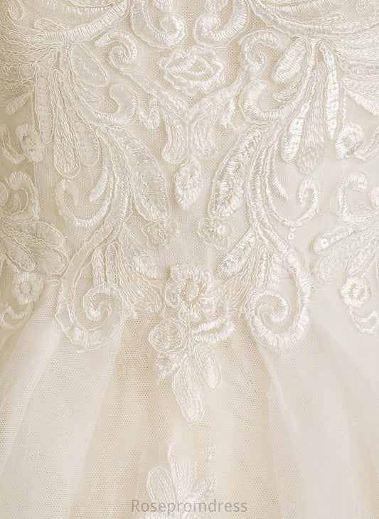 Ball-Gown/Princess Train Tulle Wedding Dresses Chapel Sequins Cherish Wedding Dress Lace With