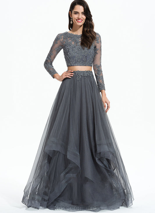 Neck Prom Dresses With Ball-Gown/Princess Floor-Length Sequins Scoop Beading Patricia Tulle