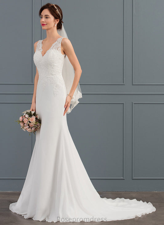 Dress Court V-neck Wedding Dresses Yadira Trumpet/Mermaid Train Chiffon Wedding
