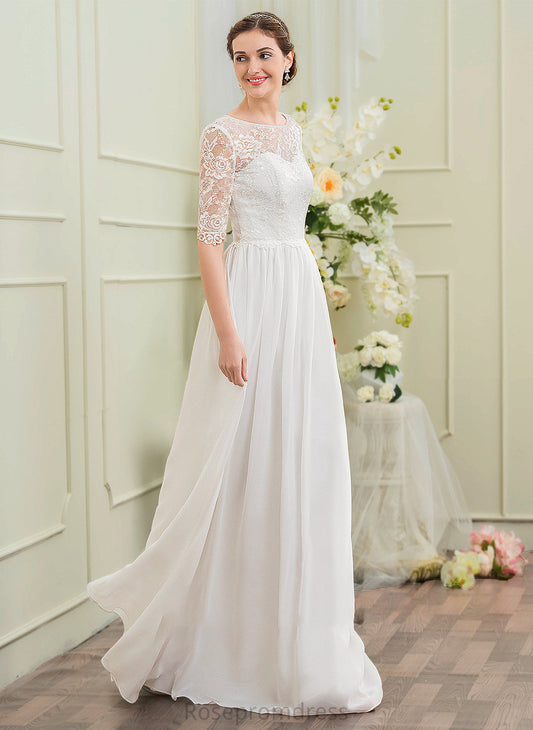Chiffon Jimena A-Line Wedding Floor-Length Illusion Wedding Dresses Dress