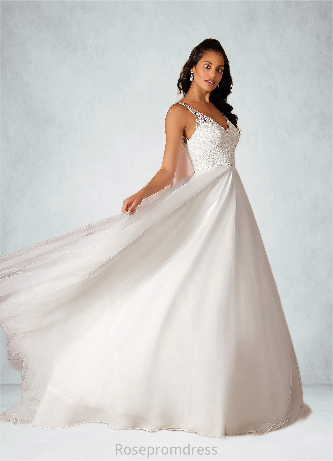Tiara A-Line Sequins Tulle Chapel Train Dress SRSP0020100