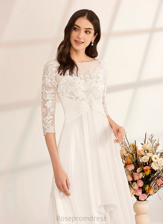 Illusion Floor-Length With Ruffle Dress Milagros A-Line Wedding Wedding Dresses Beading