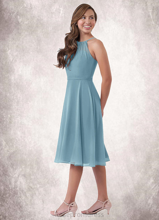 Lois A-Line Pleated Chiffon Knee-Length Junior Bridesmaid Dress SRSP0019980