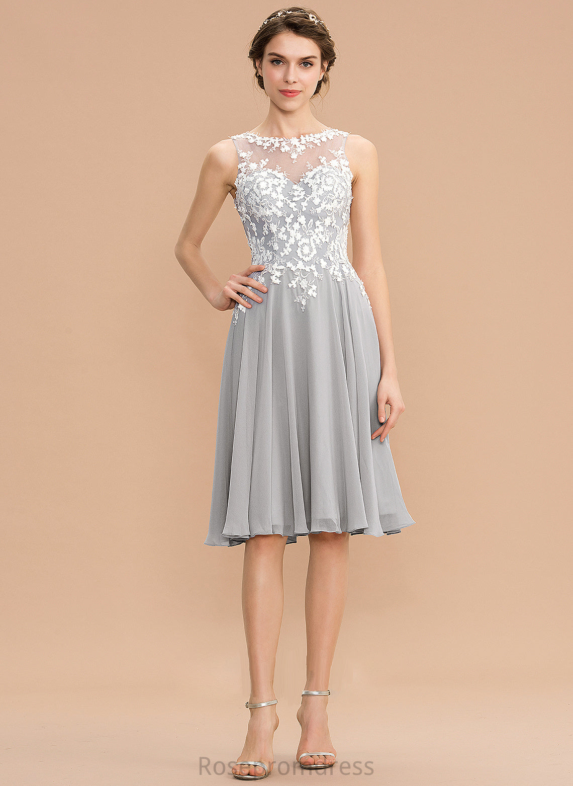 Silhouette Length Fabric Knee-Length A-Line Neckline Lace Straps ScoopNeck Daniella Bridesmaid Dresses