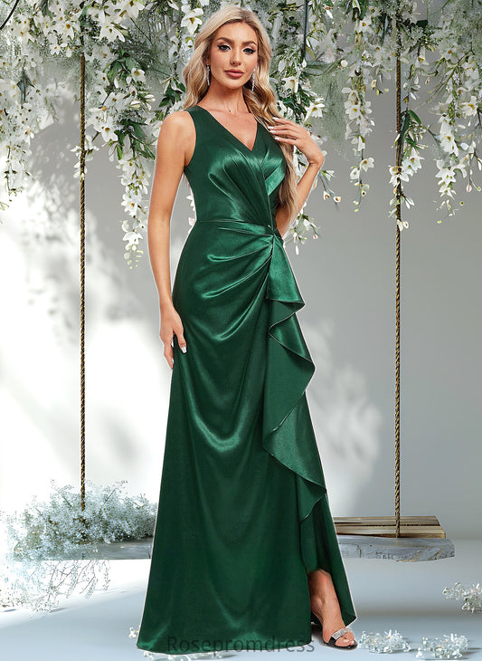 Bridget Trumpet/Mermaid V-Neck Floor-Length Stretch Satin Bridesmaid Dress DSP0025812