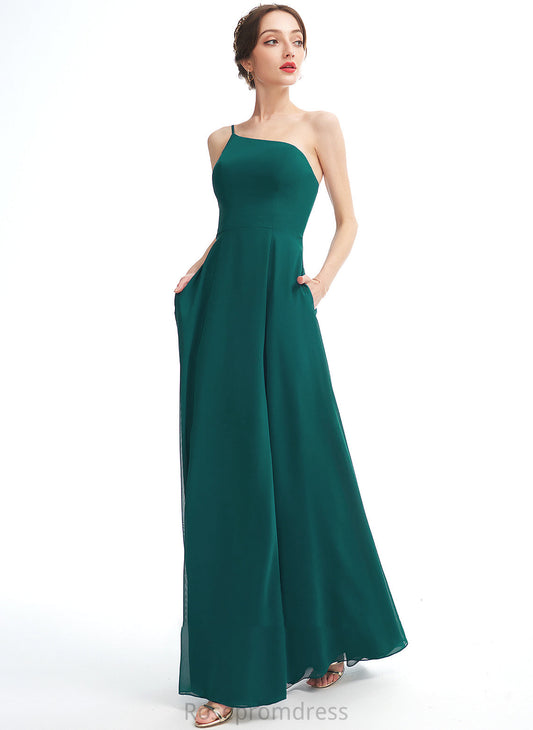 Floor-Length Fabric SplitFront Length Neckline Pockets One-Shoulder A-Line Embellishment Silhouette Kierra Bridesmaid Dresses