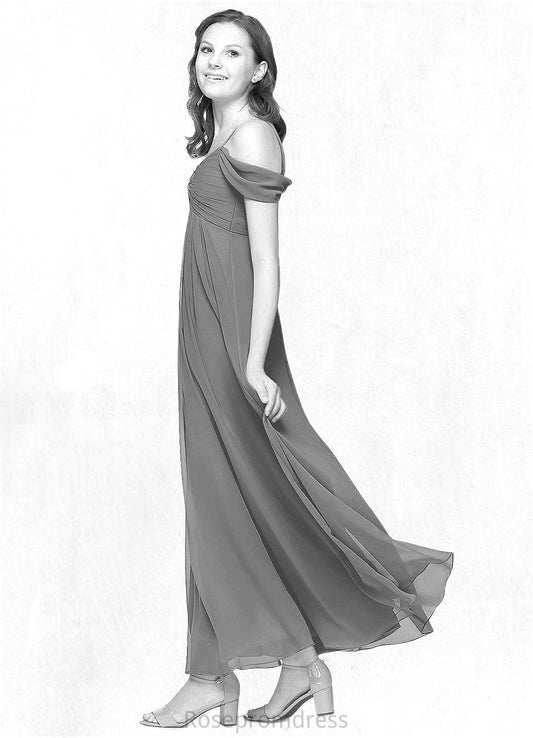 Kaila A-Line Off the Shoulder Chiffon Floor-Length Junior Bridesmaid Dress SRSP0019996