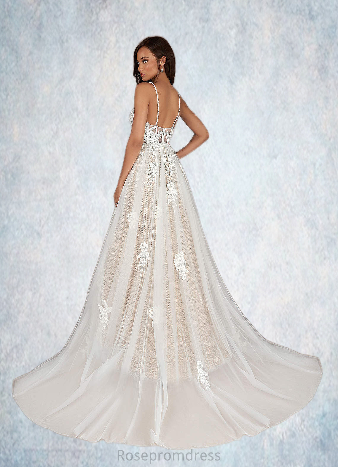 Mattie A-Line Sequins Tulle Chapel Train Dress SRSP0020066