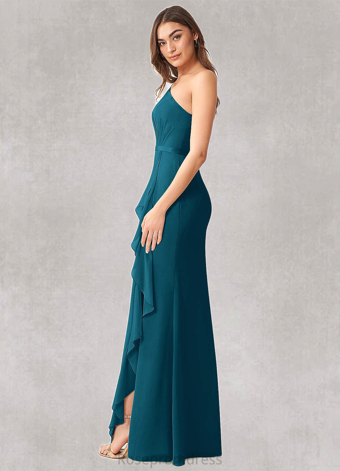 Thelma Mermaid One Shoulder Chiffon Floor-Length Dress SRSP0019731