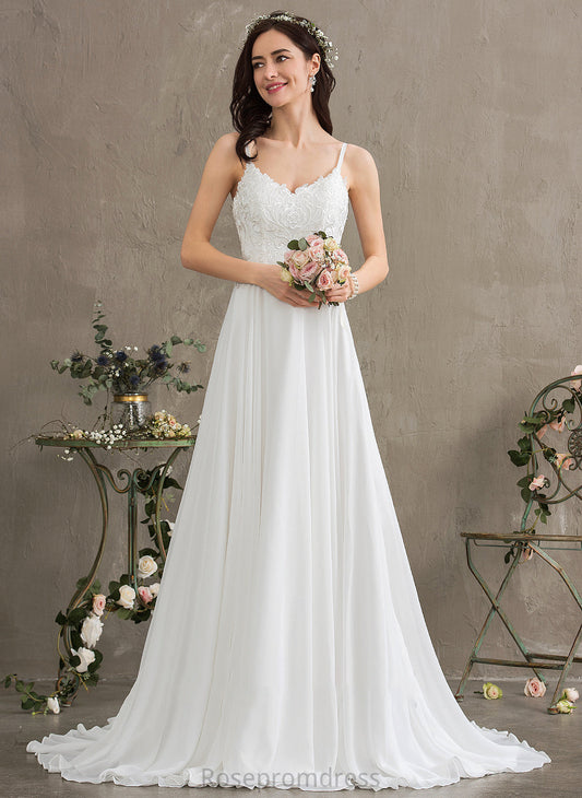 A-Line Gisselle Sweep Wedding Dresses Sweetheart Dress Wedding Train Chiffon