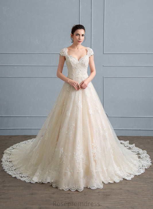 Sequins Jaliyah Wedding Dresses Dress Train Lace Sweetheart Tulle Ball-Gown/Princess Wedding Beading Cathedral With