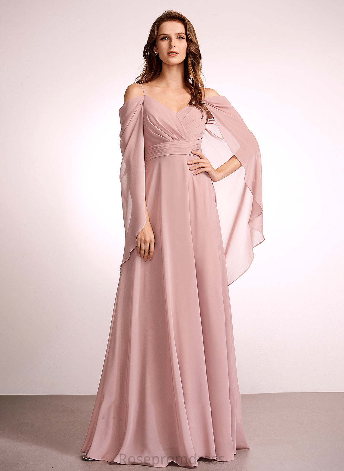 Straps V-neck Fabric Floor-Length A-Line Neckline Silhouette Length Jaylin A-Line/Princess Natural Waist Sleeveless Bridesmaid Dresses