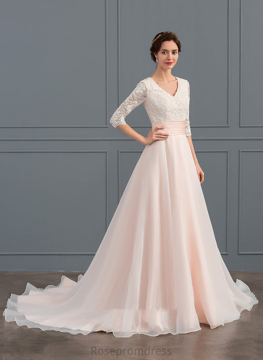 Dress Tatiana V-neck Train Ball-Gown/Princess Wedding Dresses Ruffle Wedding Organza Court With