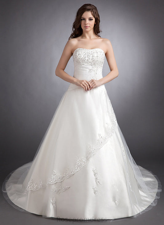 Chapel Beading With Train Ball-Gown/Princess Wedding Dresses Sweetheart Dress Lace Satin Wedding Diya