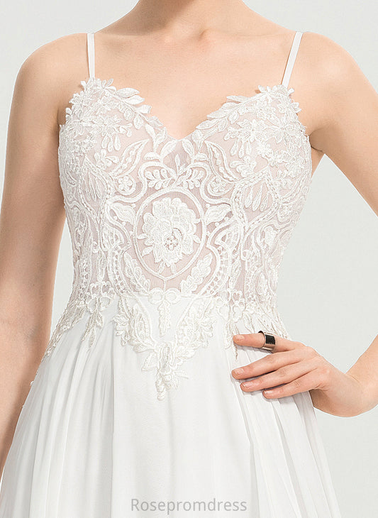 Front Chiffon A-Line Train Wedding Yasmine With V-neck Sweep Wedding Dresses Split Dress