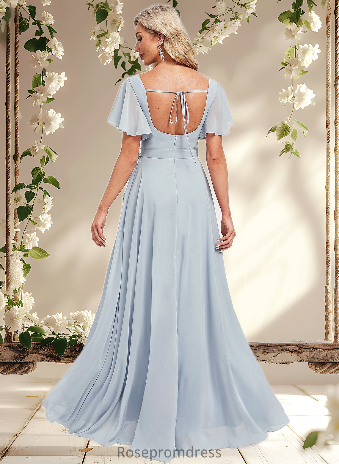Asia A-line Square Asymmetrical Chiffon Bridesmaid Dress DSP0025796
