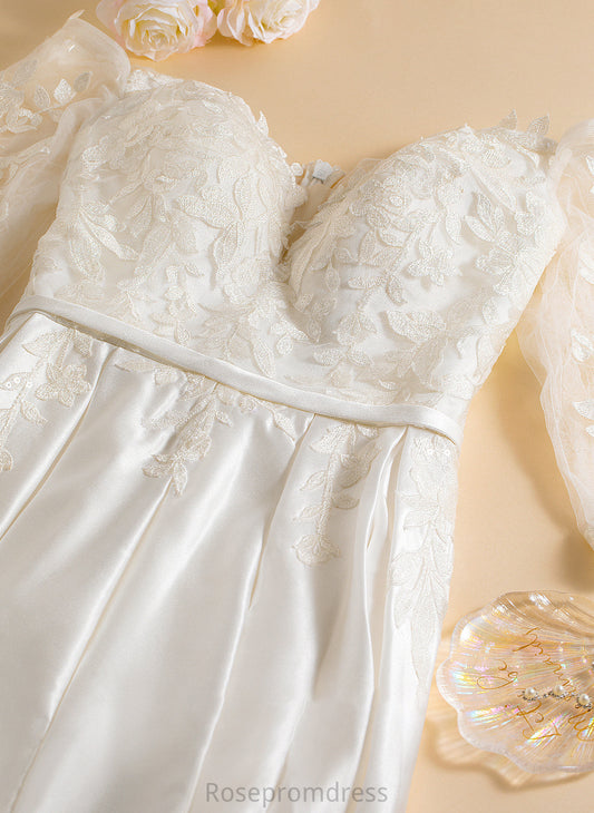 Lace Dress Wedding Satin Asymmetrical A-Line Azul Wedding Dresses