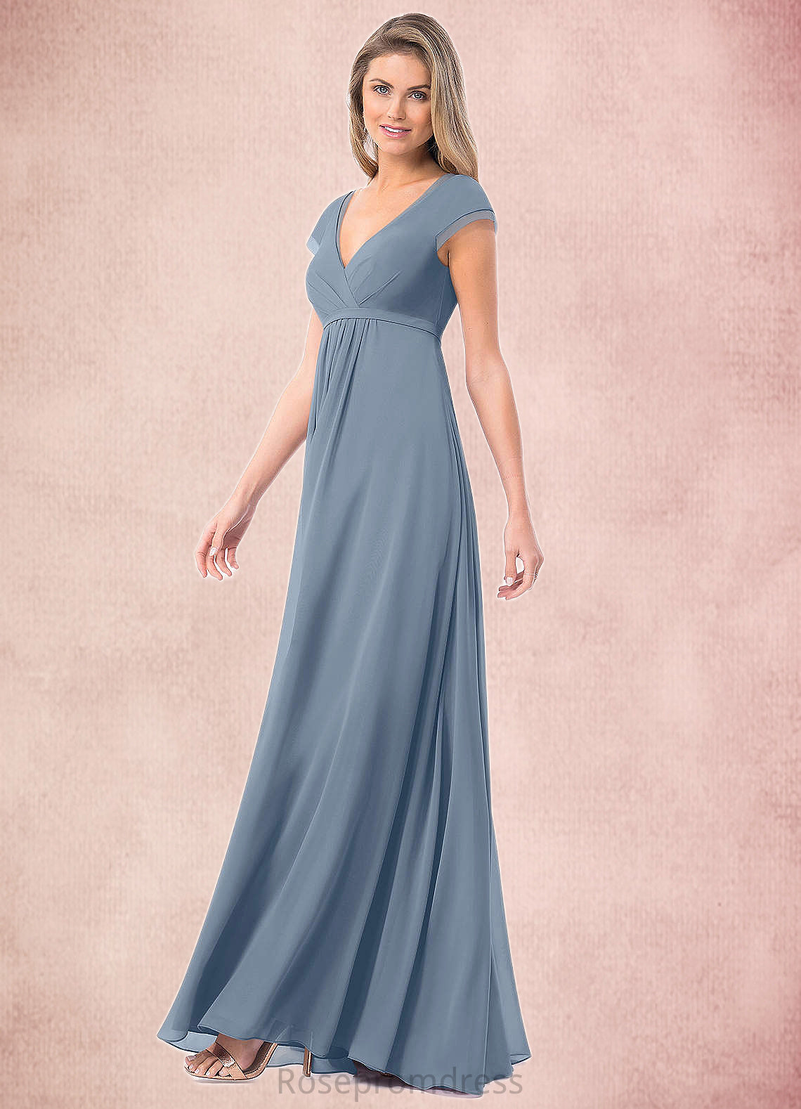 Hannah A-Line Pleated Chiffon Floor-Length Dress SRSP0019764