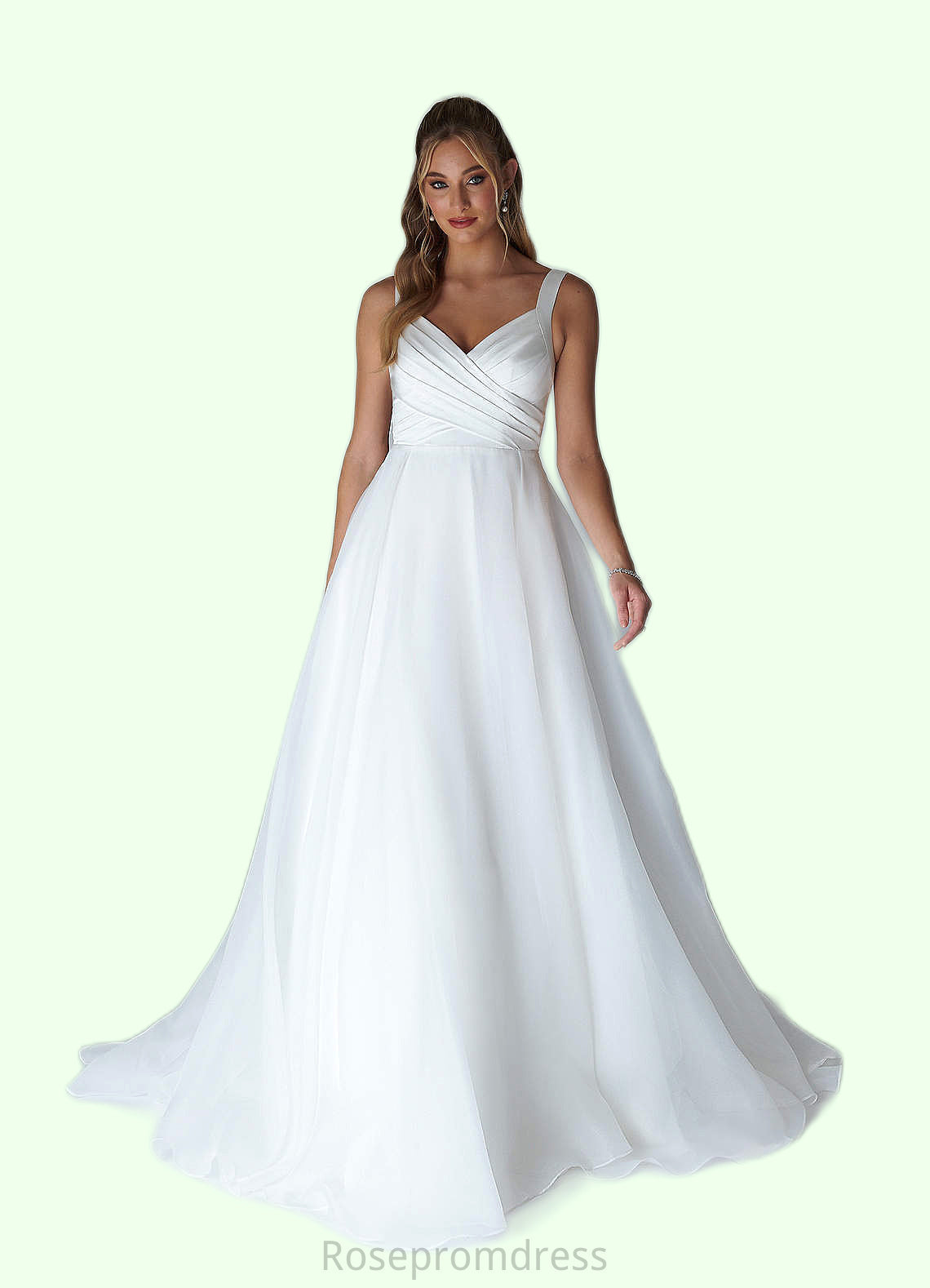 Willow A-Line Sweetheart Neckline Organza Chapel Train Dress SRSP0020059