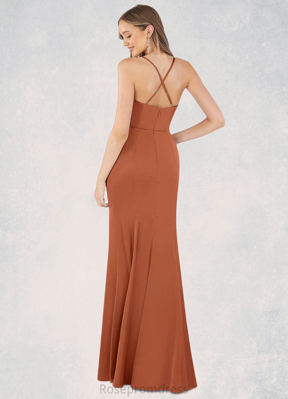 Kylie Sheath Pleated Stretch Satin Floor-Length Dress SRSP0019627
