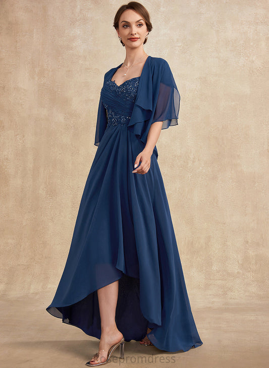 the Sequins Mother of the Bride Dresses Asymmetrical With Bride Beading Mother Lace A-Line Dress of Ruffle Sweetheart Chiffon Isabel