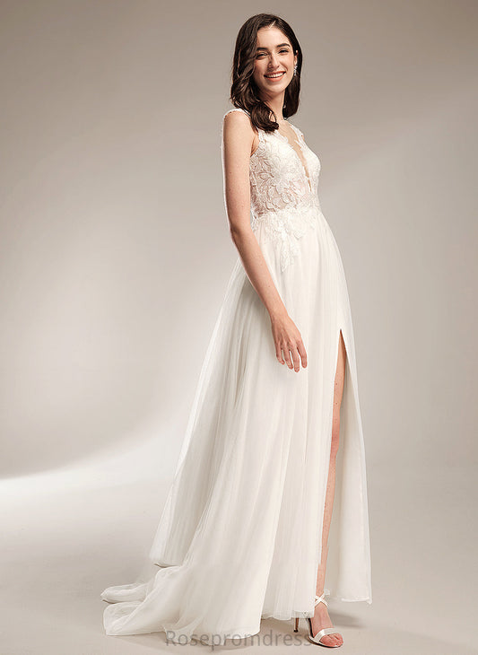 Court Wedding A-Line Sequins V-neck Wedding Dresses Dress Train With Cecilia