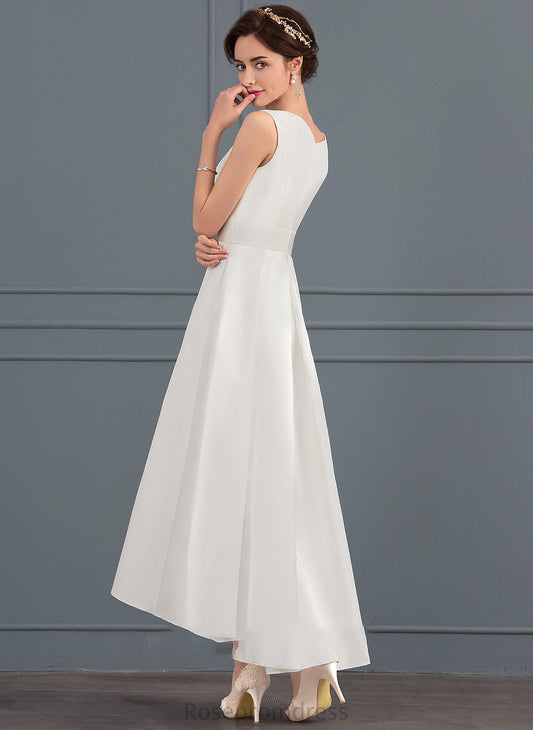 Dress Asymmetrical Wedding Square Satin Neckline Talia A-Line Wedding Dresses