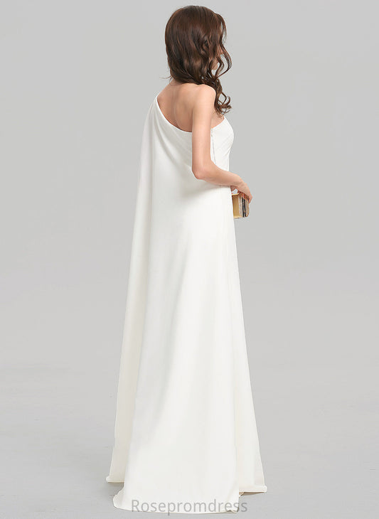 Crepe Floor-Length Wedding Sheath/Column Gianna One-Shoulder Dress Wedding Dresses Stretch