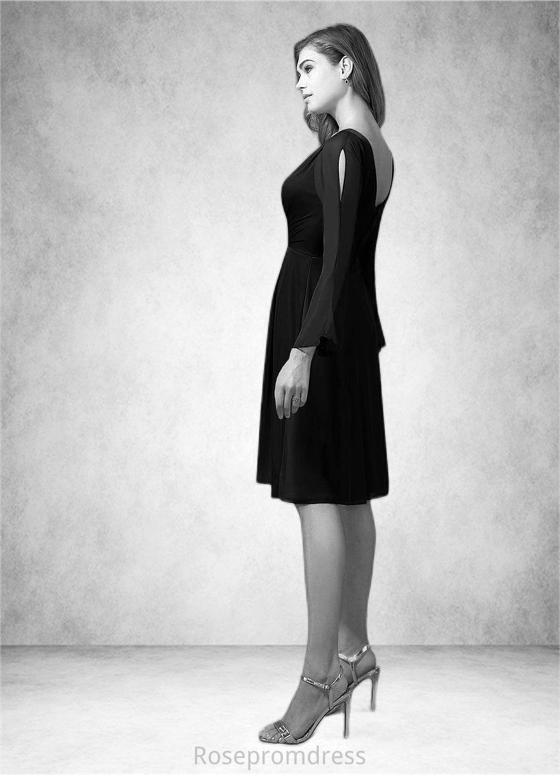 Nevaeh A-Line Pleated Mesh Knee-Length Dress SRSP0019897