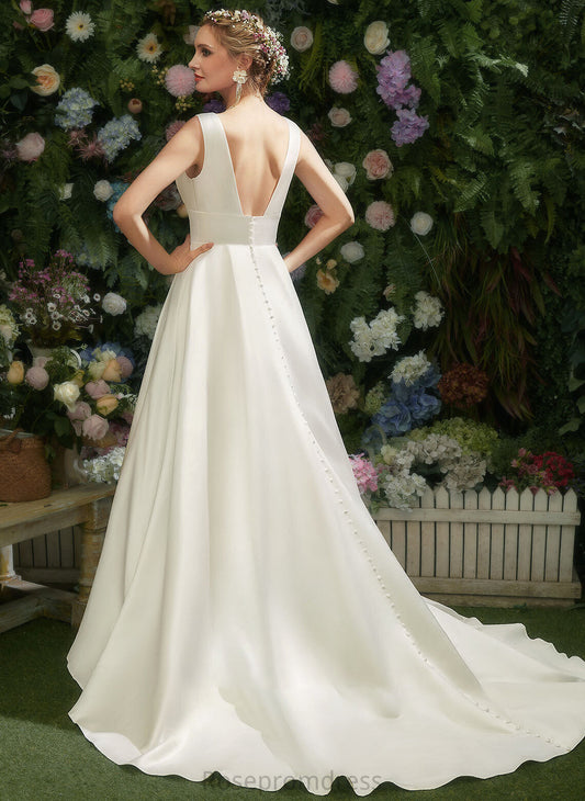Court Scoop Train Wedding Mckinley Dress Wedding Dresses Neck A-Line