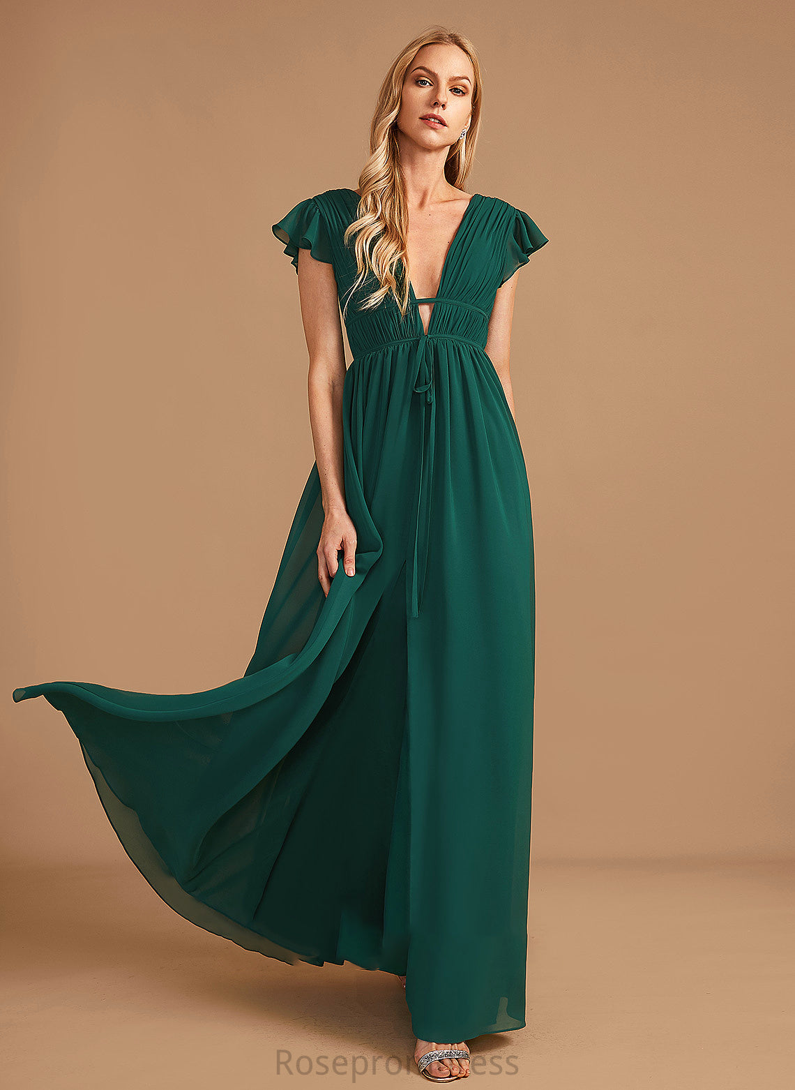Floor-Length A-Line Neckline Embellishment V-neck SplitFront Fabric Length Silhouette Sydnee Bridesmaid Dresses