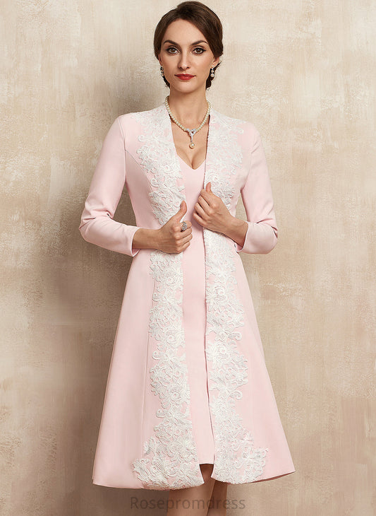 Sheath/Column V-neck Mother of the Bride Dresses Bride of the Crepe Dress Krista Knee-Length Stretch Mother