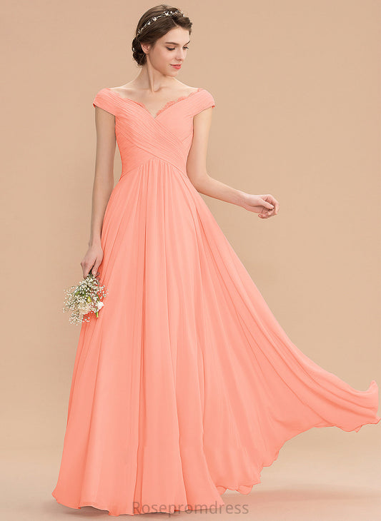 Embellishment Neckline A-Line Floor-Length Silhouette Off-the-Shoulder Length Fabric Lace Ruffle Payton Sleeveless Bridesmaid Dresses