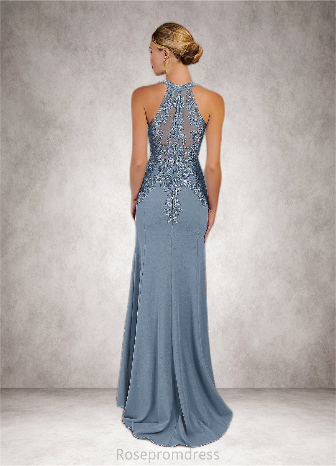 Mollie Mermaid Sequins Stretch Crepe Sweep train Dress SRSP0019825