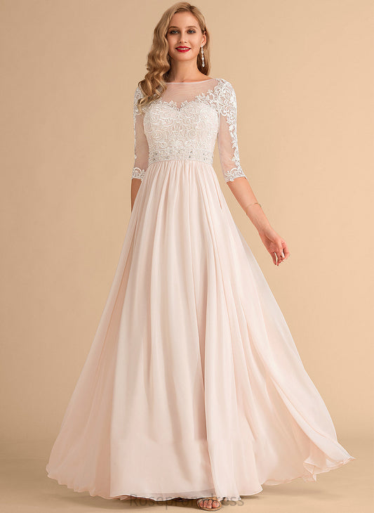 Dress Beading Floor-Length A-Line Lace With Sequins Janae Wedding Dresses Chiffon Wedding Illusion