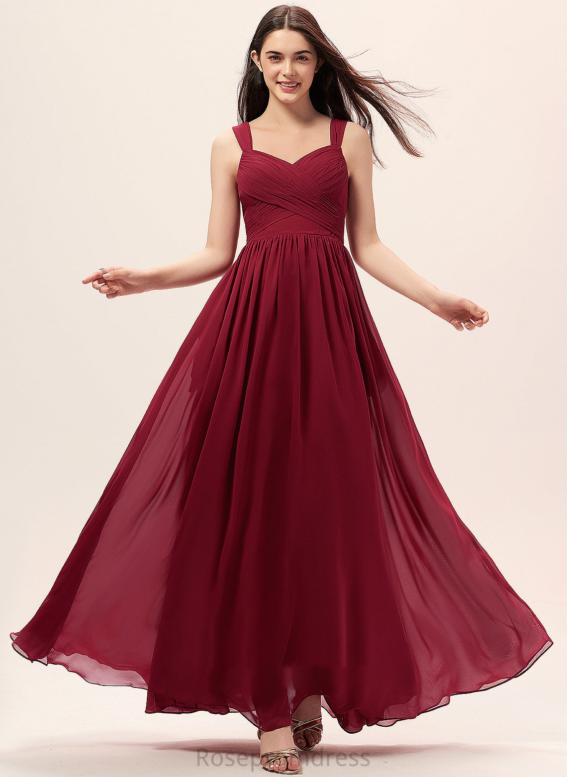 Sweetheart Fabric Pockets Embellishment Ruffle Neckline Floor-Length A-Line Silhouette Length Joslyn Floor Length Bridesmaid Dresses
