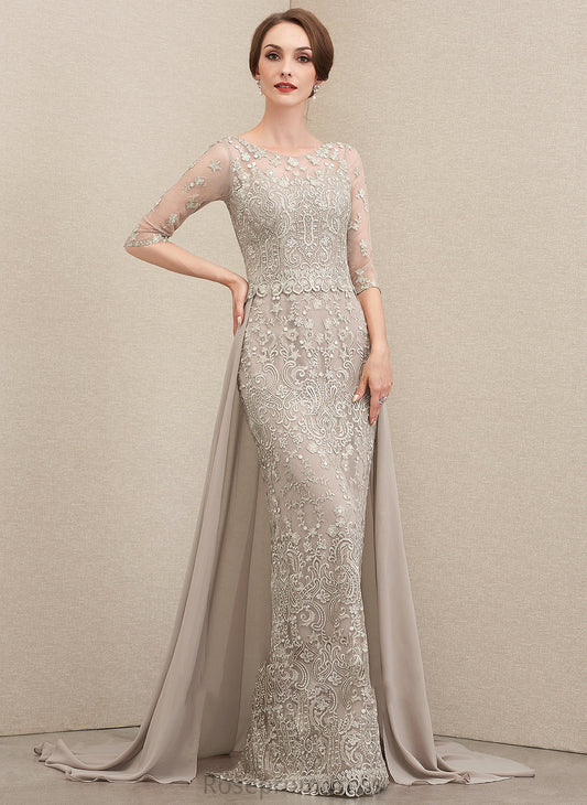 Chiffon Sweep Xiomara Neck Lace Mother Scoop Bride Mother of the Bride Dresses Train Dress of Sheath/Column the