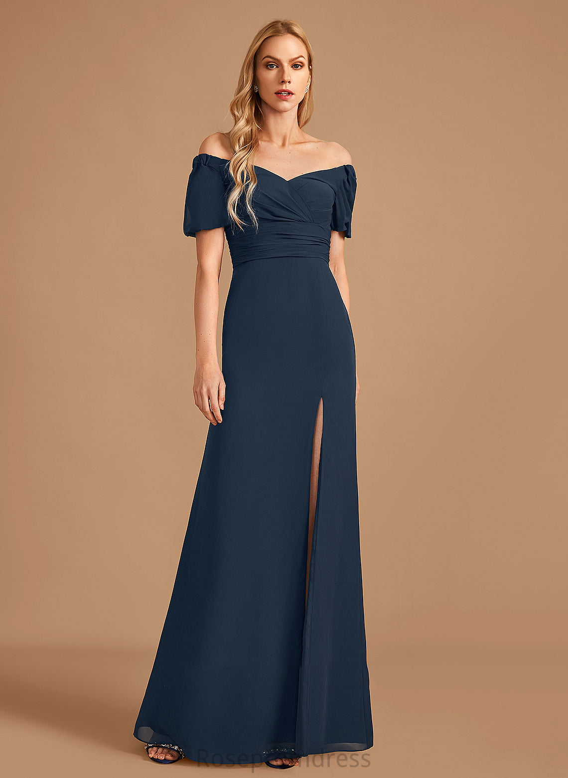 Length Floor-Length V-neck Fabric Neckline Sheath/Column Embellishment SplitFront Silhouette Jazmyn Bridesmaid Dresses