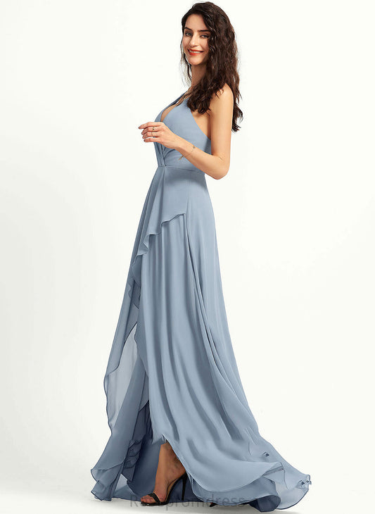 Fabric V-neck A-Line Asymmetrical Silhouette Neckline Length Straps Melinda Floor Length Short Sleeves V-Neck Bridesmaid Dresses
