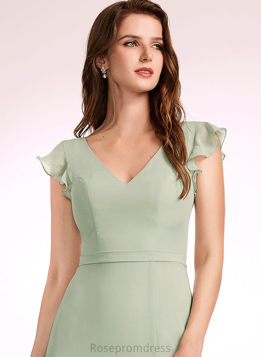 Silhouette Length Floor-Length V-neck Embellishment Neckline Fabric SplitFront A-Line Aimee Trumpet/Mermaid Floor Length Bridesmaid Dresses