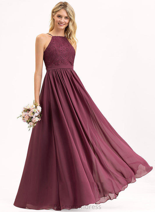 A-Line Length Lace Neckline Fabric Floor-Length Straps SquareNeckline Silhouette Anabel Bridesmaid Dresses