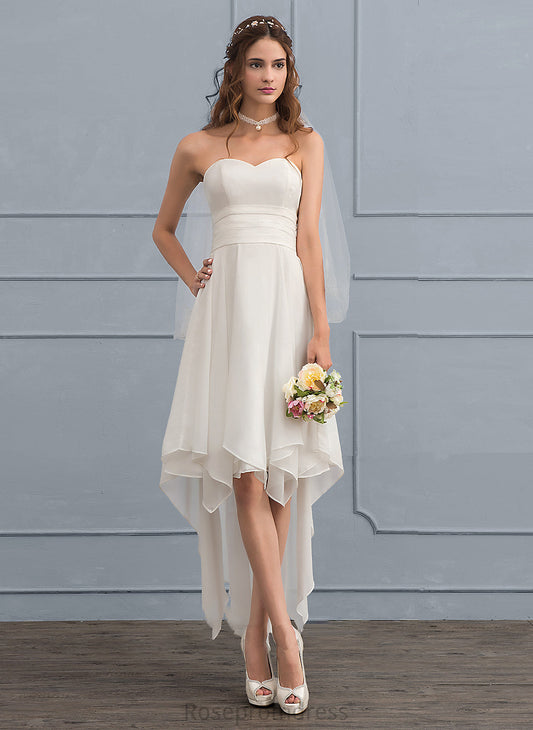 Ruffle With Dress Wedding Dresses Chiffon Wedding Sweetheart Kayden A-Line Asymmetrical