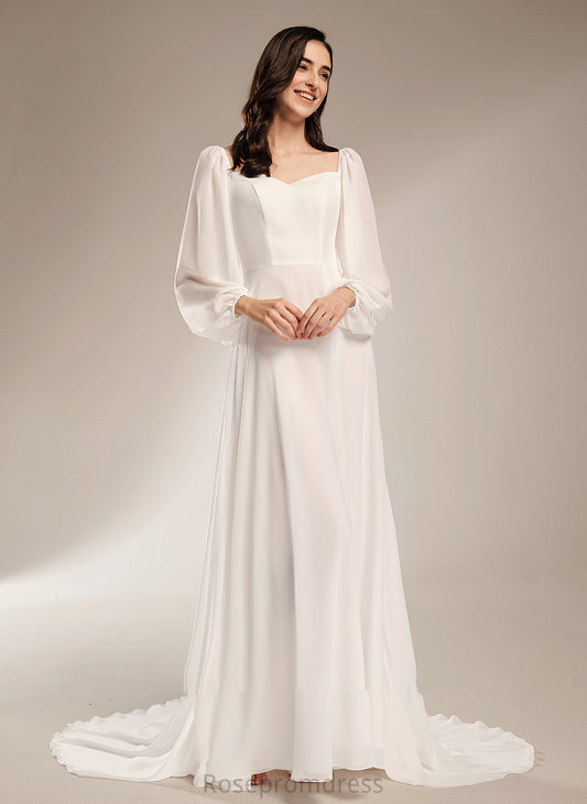 Front Wedding V-neck Chapel With A-Line Split Wedding Dresses Train Dress Amaris